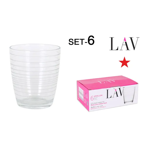 juego seis vasos cristal 340cc apollon