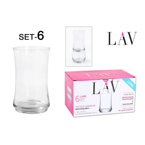 juego seis vasos cristal 365cc lune