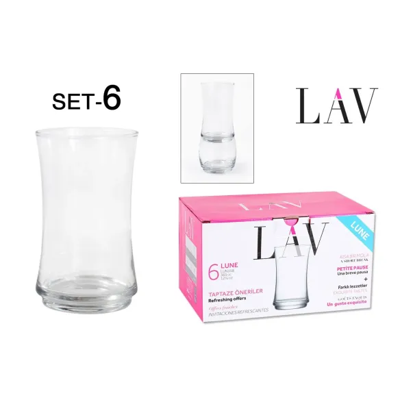 juego seis vasos cristal 365cc lune