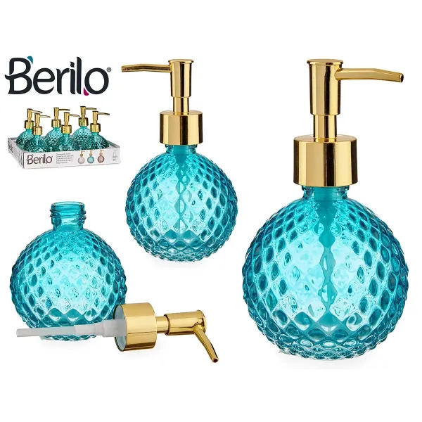 dosificador vidrio bola turquesa y oro