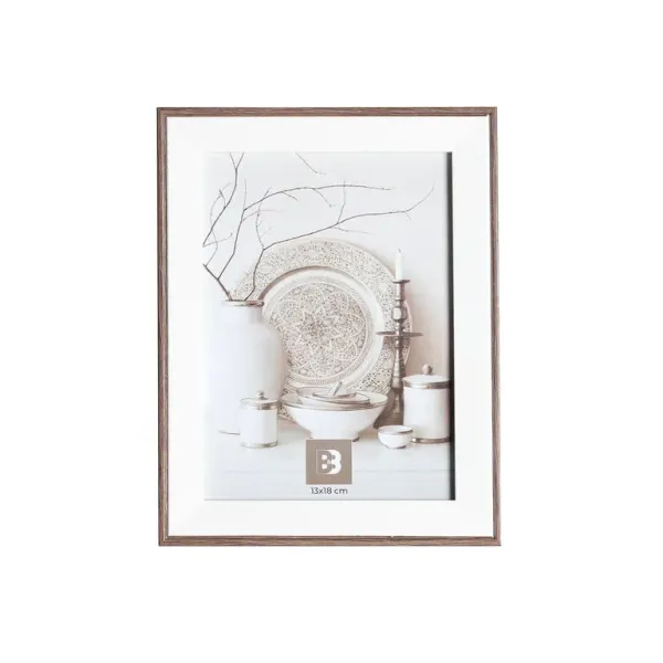 marco de fotos 13x18 blanco y madera