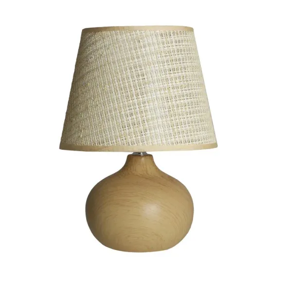 lampara sobremesa marron rattan