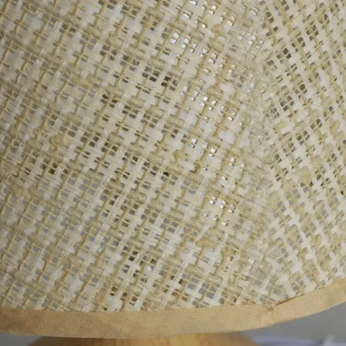 lampara sobremesa marron rattan