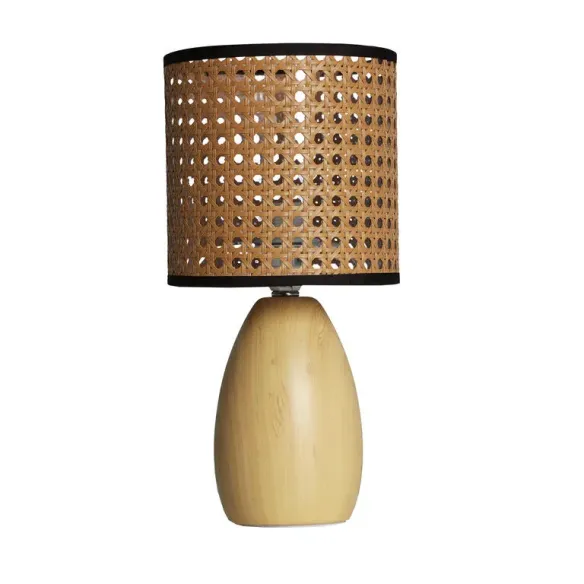 lampra sobremesa beig rattan