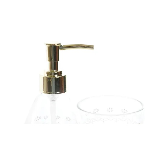 juego bano 2 piezas cristal hojas dorad