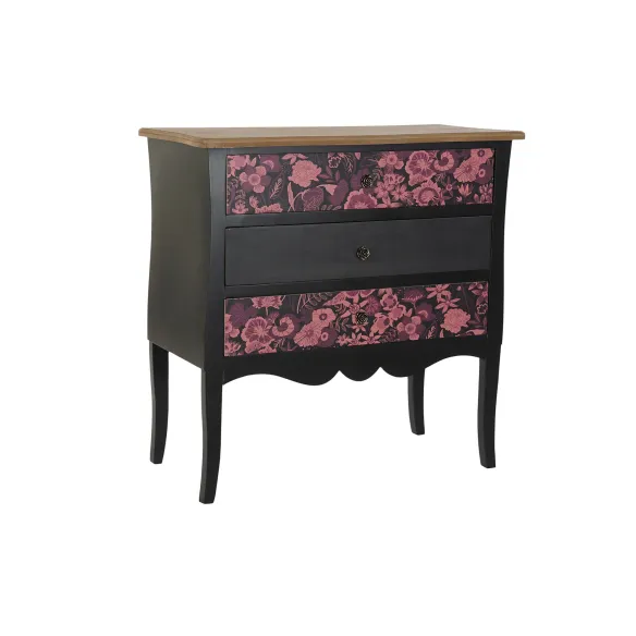 buffet cajonera comoda flores negro