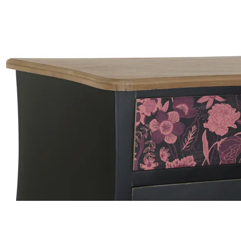 buffet cajonera comoda flores negro