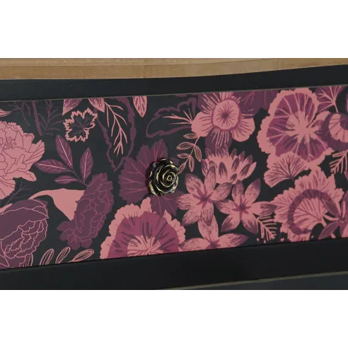 buffet cajonera comoda flores negro