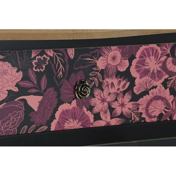 buffet cajonera comoda flores negro