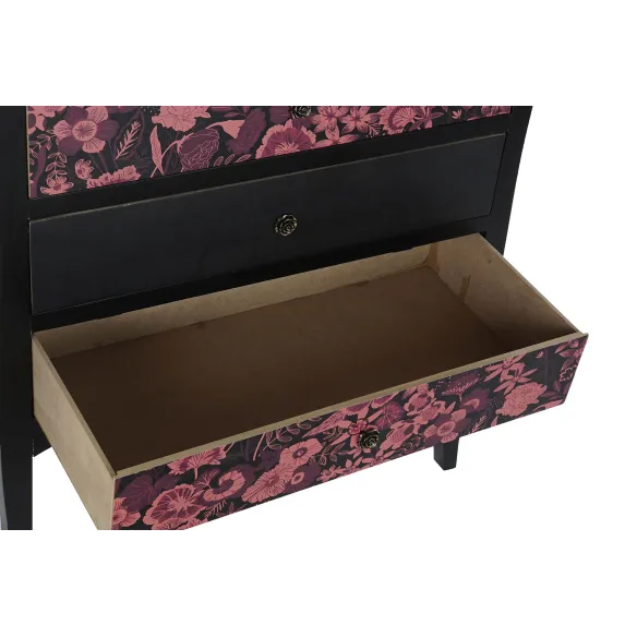 buffet cajonera comoda flores negro