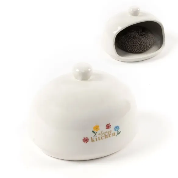 estropajero con estropajo flores