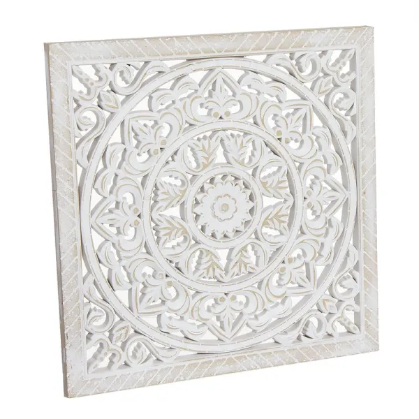 panel madera mandala blanco