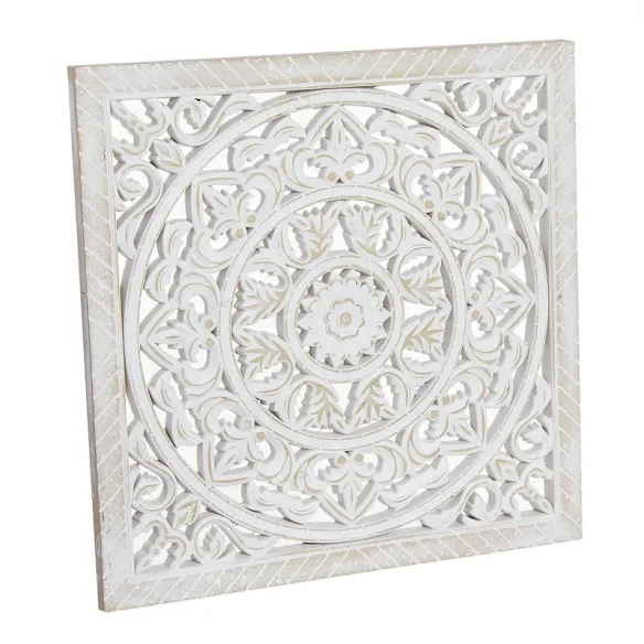 panel madera mandala blanco
