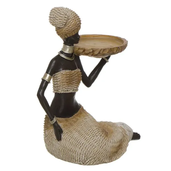 figura africana con bandeja portavela