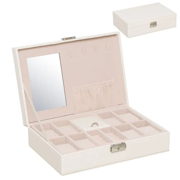 joyero natural con espejo y departamento