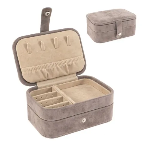 joyero 2 niveles terciopelo topo viaje