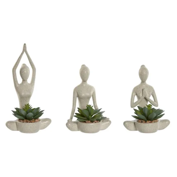 figura con planta yoga marron