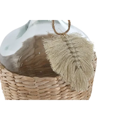 jarron florero cristal rattan hoja