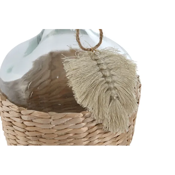 jarron florero cristal rattan hoja