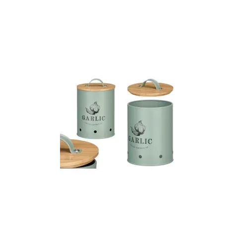 bote para ajos verde tapa bambu
