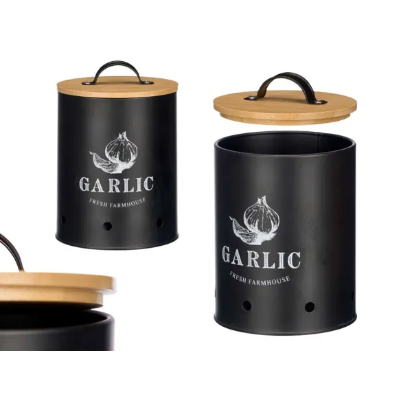 bote ajos tapa bambu negro