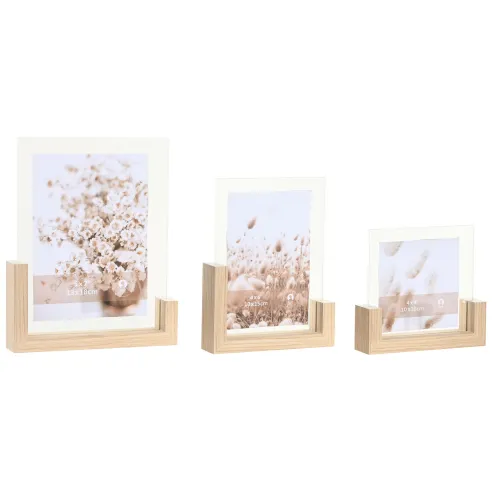 marco de fotos 10x10 base madera cristal