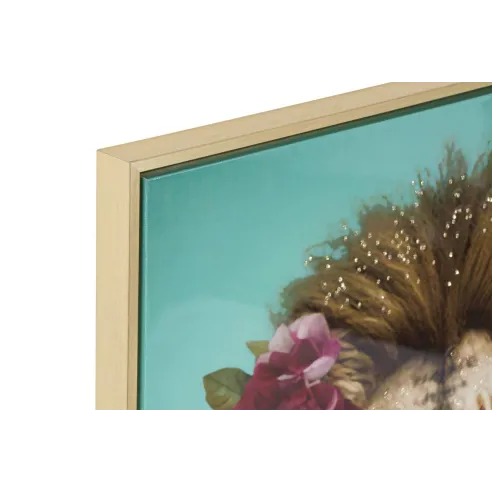 cuadro lienzo leon y guepardo flores