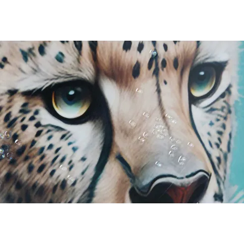 cuadro lienzo leon y guepardo flores