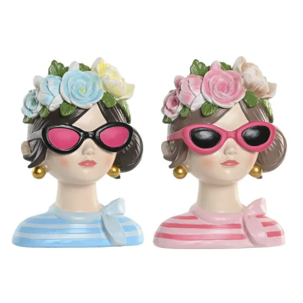 figura chica flores resina