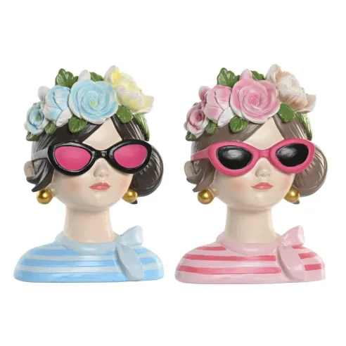 figura chica flores resina