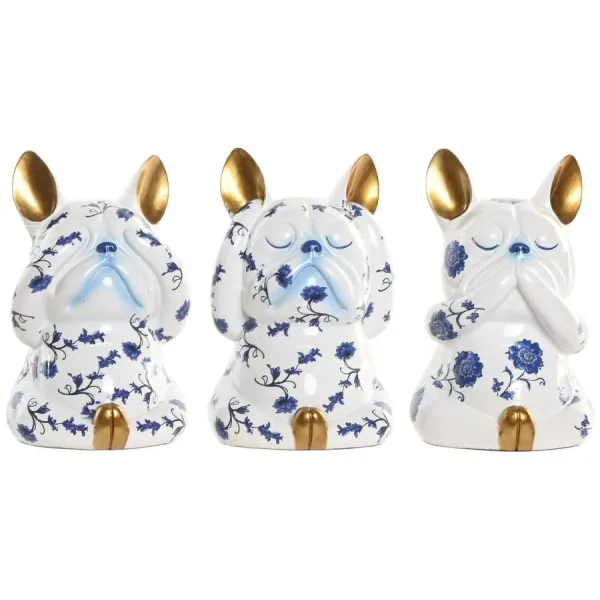 figura perro bulldog azul dorado