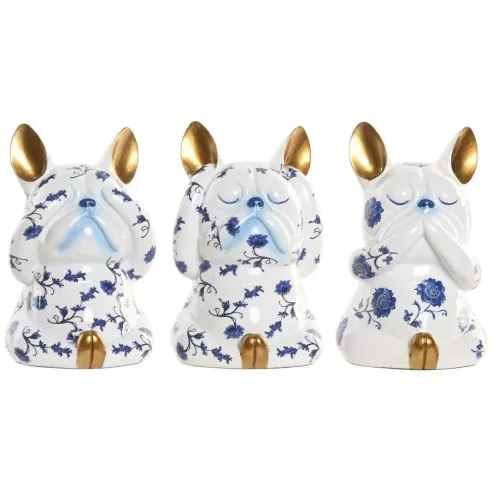 figura perro bulldog azul dorado