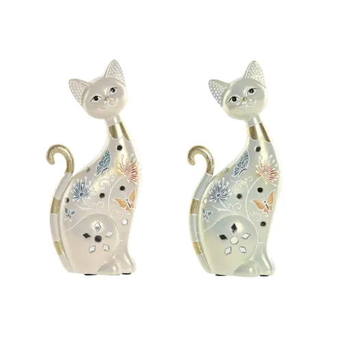 figura gato sentado blanco oro
