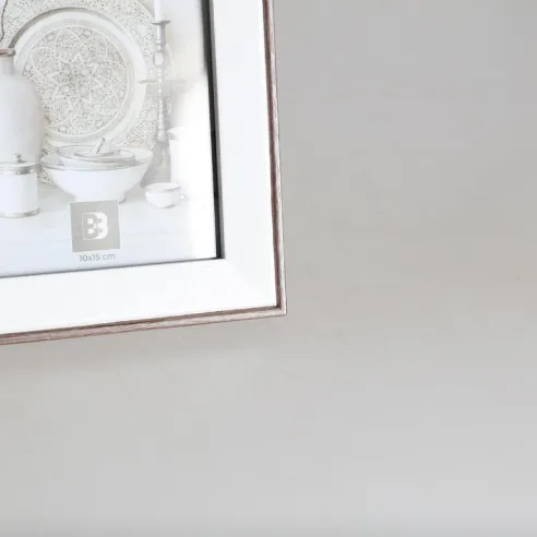marco de fotos 10x15 blanco y madera