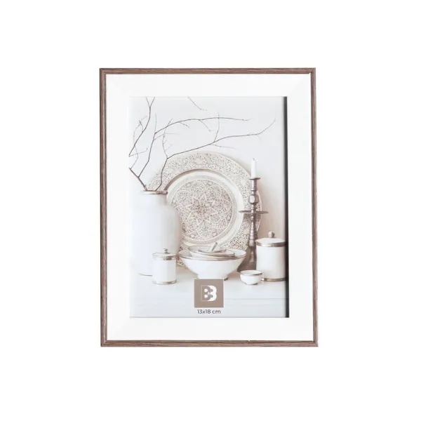 marco de fotos 13x18 blanco y madera