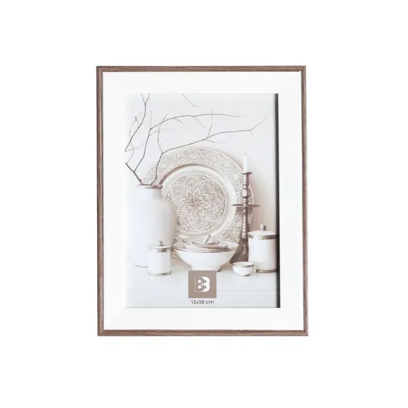 marco de fotos 13x18 blanco y madera