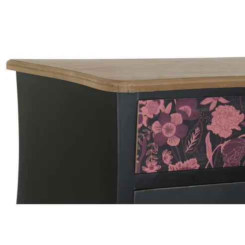 buffet cajonera comoda flores negro