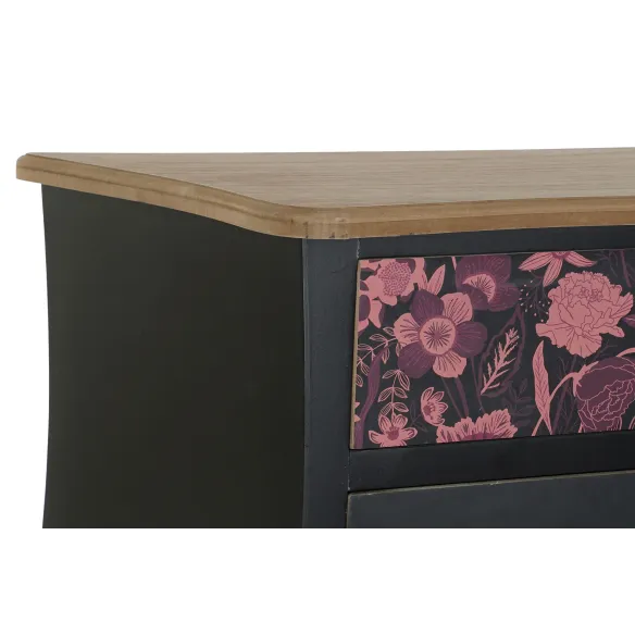 buffet cajonera comoda flores negro