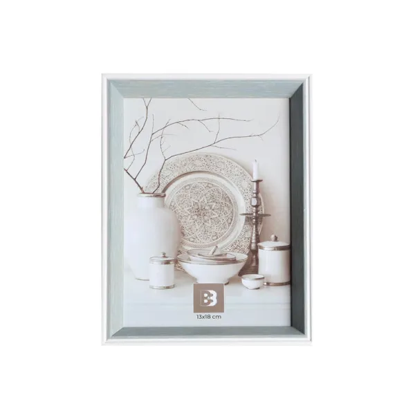 marco de fotos 13x18 gris y blanco