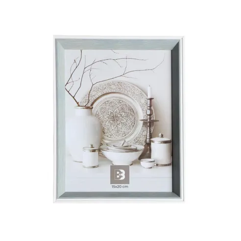 marco de fotos 15x20 gris y blanco