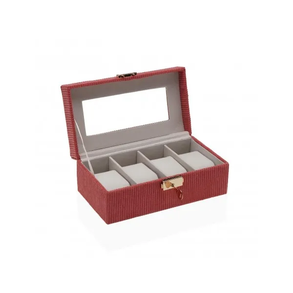 joyero relojero 4 relojes rojo