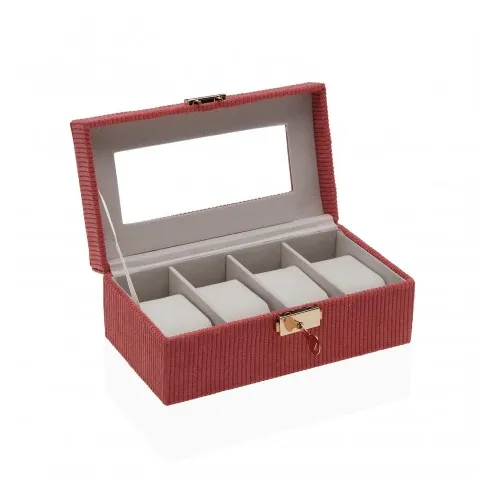 joyero relojero 4 relojes rojo