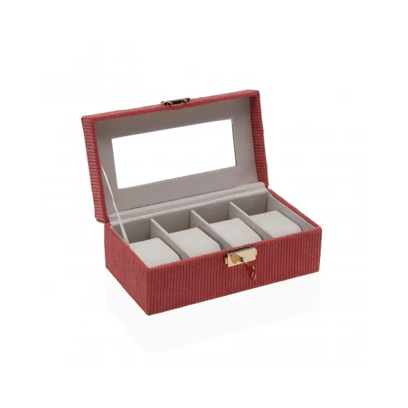 joyero relojero 4 relojes rojo