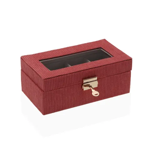 joyero relojero 4 relojes rojo