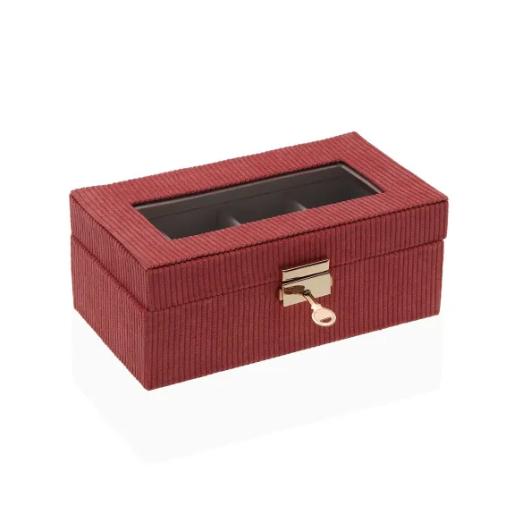 joyero relojero 4 relojes rojo