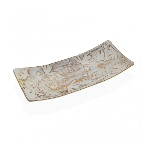 bandeja rectangular marron con flores