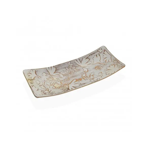 bandeja rectangular marron con flores