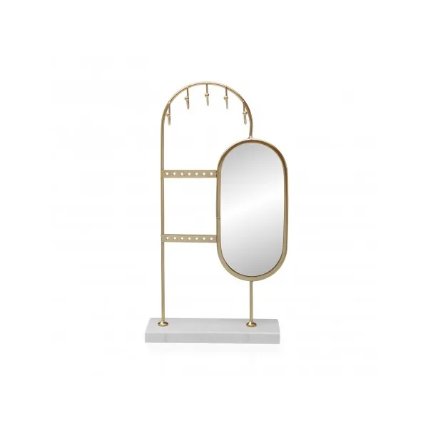 joyero metalico dorado con espejo