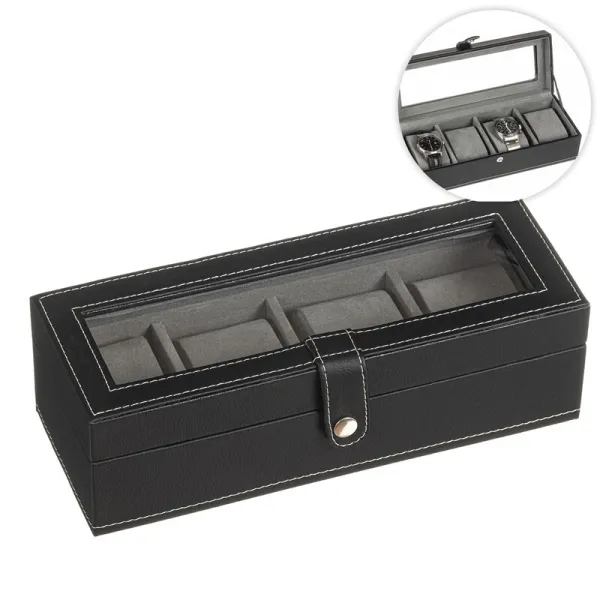 caja relojero 4 departamentos negro