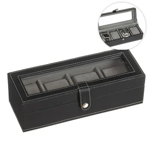 caja relojero 4 departamentos negro